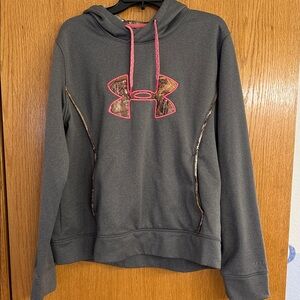 Under Armour Charcoal Hoodie with Pink and Camo Accents